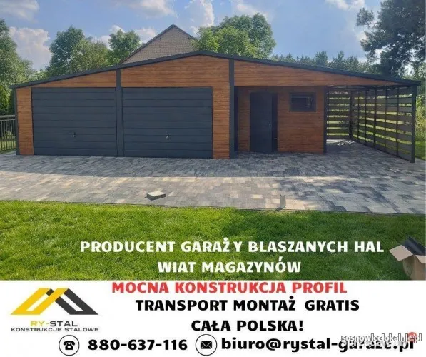 Garaż Blaszany Drewnopodobny 3x5 4x5 4x6 6x6 6x5