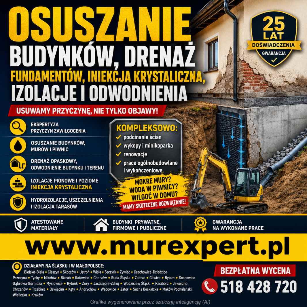 Osuszanie i iniekcja ścian i piwnic - izolacja pozioma, podcinanie muru